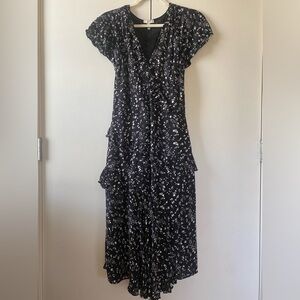 Joie Orita Midi Dress | Size 6, Faux Wrap Black and white floral